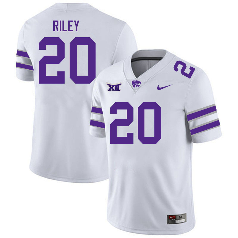 #20 Jordan Riley Kansas State Wildcats Fotball Jerseys Stitched Sale-White